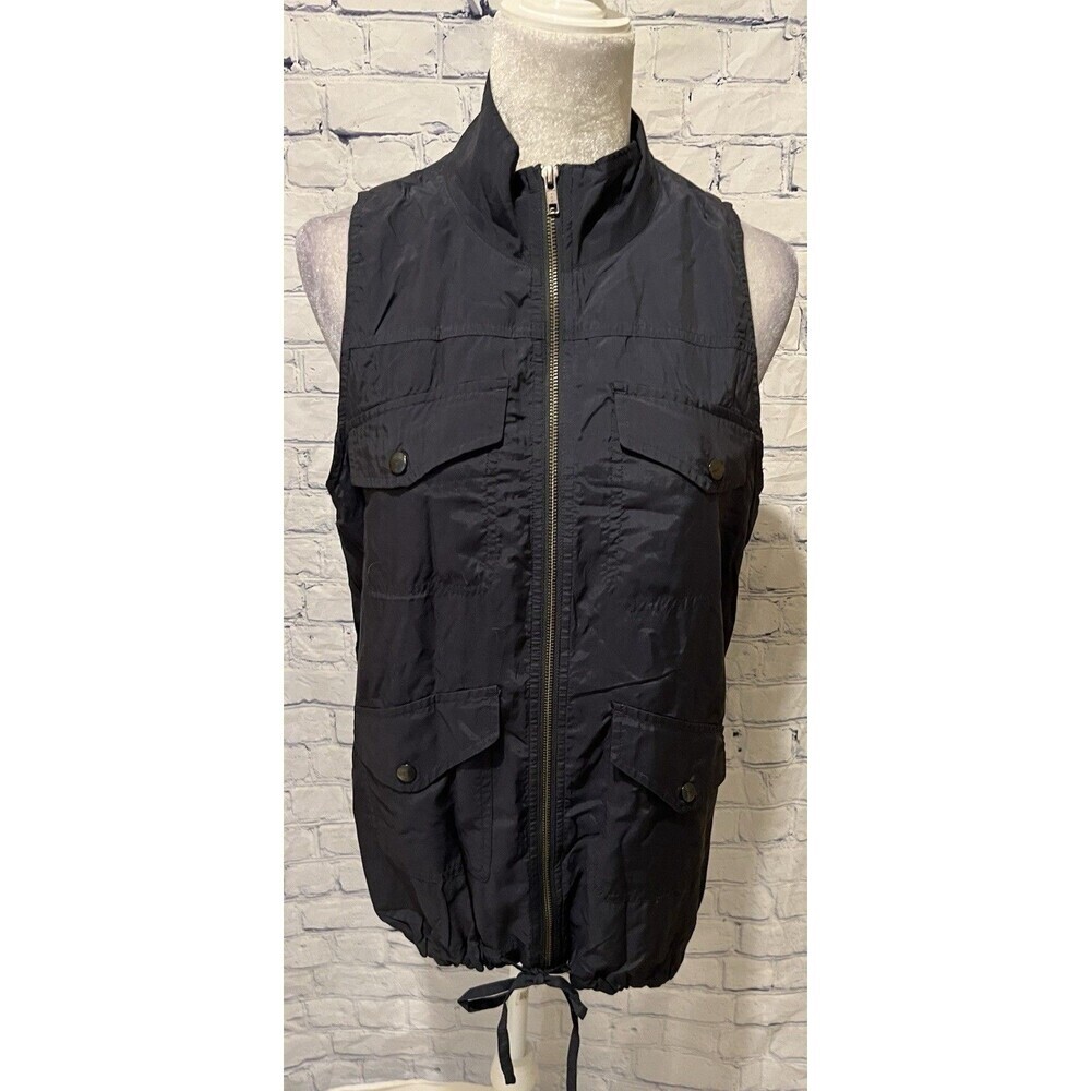 Ann Taylor Loft Navy Blue Sleevless Lightweight Zip Up Vest Medium